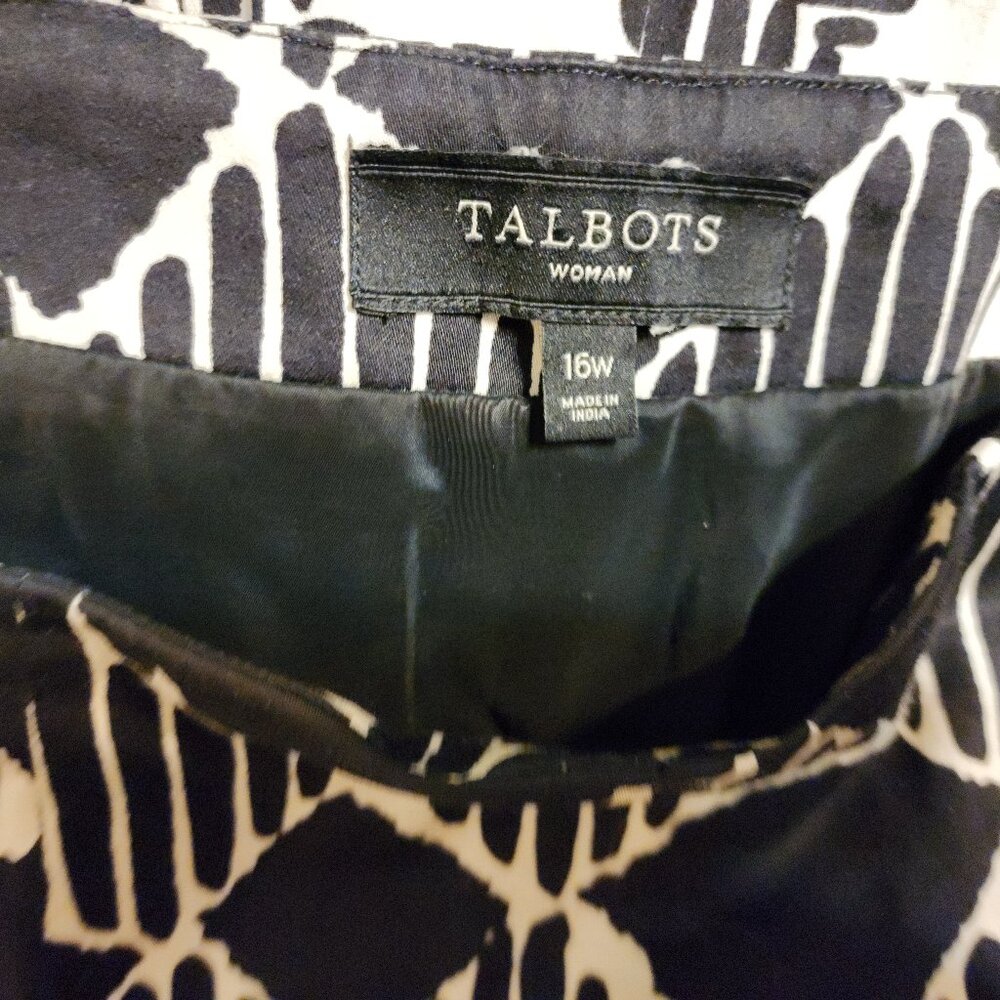 Talbots Women's Skirt Sz 16W A Line Geometric Side Zipper Pleated Career Classic - Picture 3 of 14
